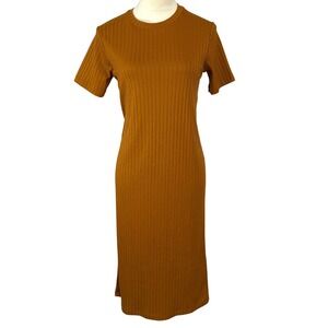 Forever 21 Ribbed Knit Bodycon Midi Dress Short Sleeve Casual Fitted Women Small